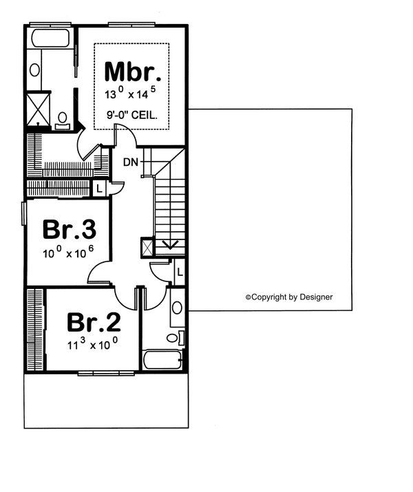 Home Plan - Craftsman Floor Plan - Upper Floor Plan #20-1219