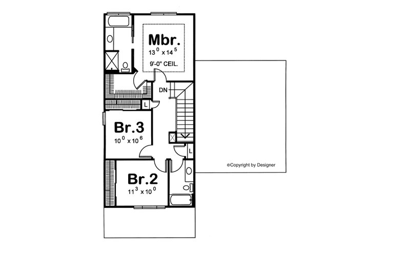 House Plan Design - Floor Plan - Upper Floor for Craftsman House Plan #20-1219 - 3 bed, 2.5 bath