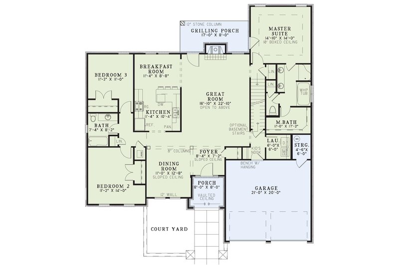 House Blueprint - Floor Plan - Main Floor for European House Plan #17-109 - 4 bed, 2 bath