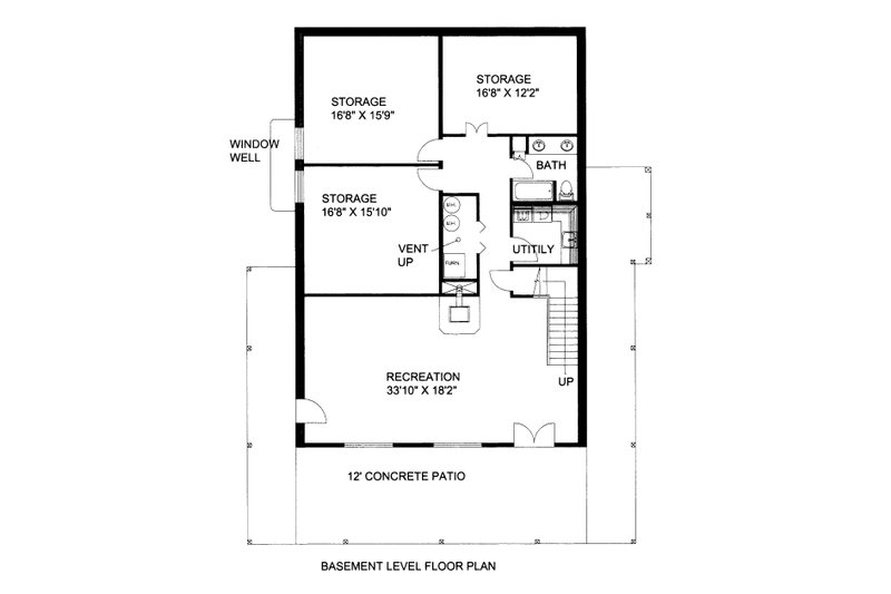 Home Plan - Floor Plan - Lower Floor for Cabin House Plan #117-961 - 3 bed, 3 bath