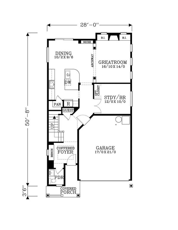 Craftsman Floor Plan - Main Floor Plan #53-477