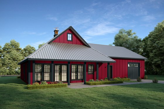 Exterior - Rear Elevation for Farmhouse House Plan #44-262 - 2 bed, 2 bath