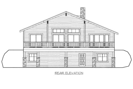Exterior - Rear Elevation for Bungalow House Plan #117-710 - 2 bed, 2.5 bath