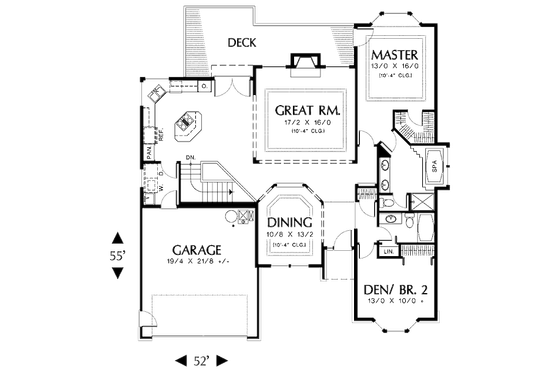 Floor Plan - Main Floor for Southern House Plan #48-416 - 4 bed, 3 bath