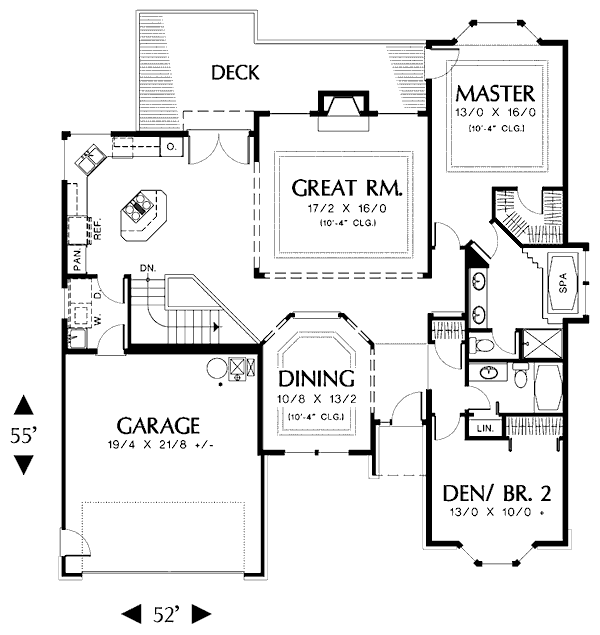 Architectural House Design - Southern Floor Plan - Main Floor Plan #48-416