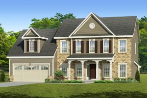 Colonial Exterior - Front Elevation Plan #1010-209