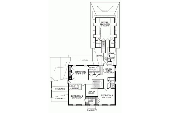 Floor Plan - Upper Floor for Colonial House Plan #137-229 - 4 bed, 4 bath