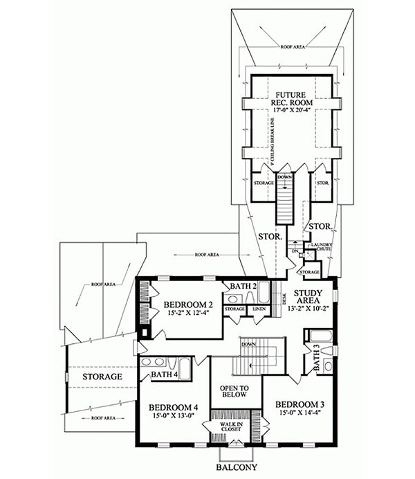 Architectural House Design - Colonial Floor Plan - Upper Floor Plan #137-229