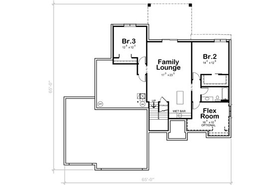 Floor Plan - Lower Floor for Contemporary House Plan #20-2524 - 3 bed, 2.5 bath