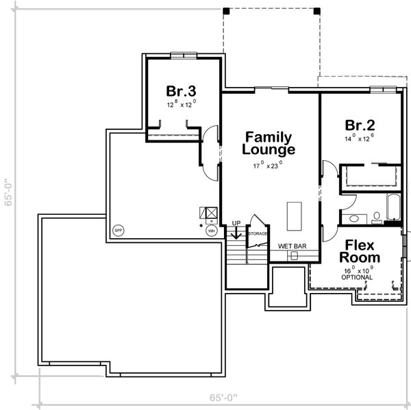House Blueprint - Contemporary Floor Plan - Lower Floor Plan #20-2524