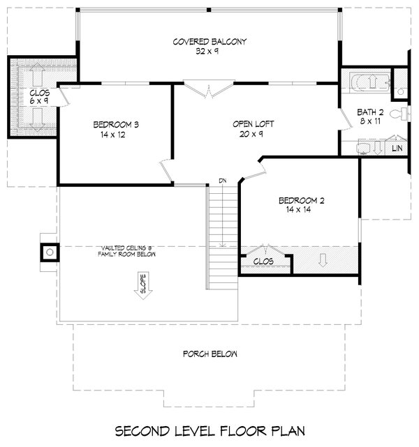 Southern Floor Plan - Upper Floor Plan #932-785