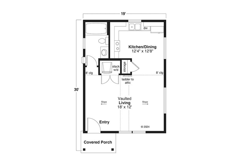 Dream House Plan - Floor Plan - Main Floor for Cottage House Plan #124-1372, 1 bath