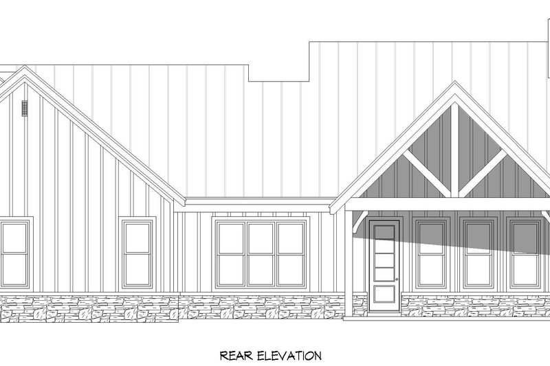Architectural House Design - Exterior - Rear Elevation for Farmhouse House Plan #932-1382 - 3 bed, 2.5 bath