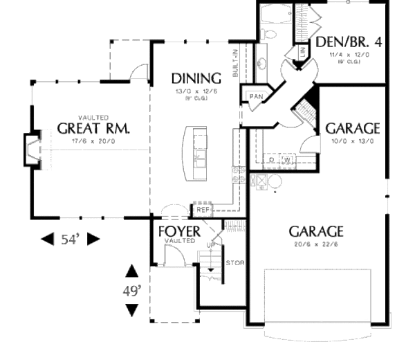 House Plan Design - Craftsman Floor Plan - Main Floor Plan #48-390