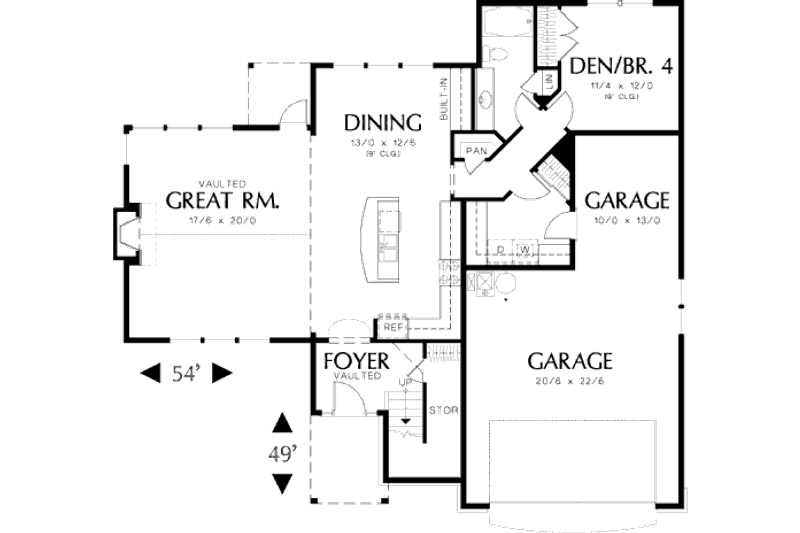 Dream House Plan - Floor Plan - Main Floor for Craftsman House Plan #48-390 - 3 bed, 3 bath
