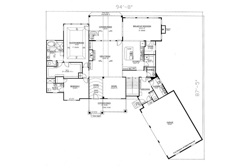 Dream House Plan - Floor Plan - Main Floor for Craftsman House Plan #437-85 - 4 bed, 4.5 bath