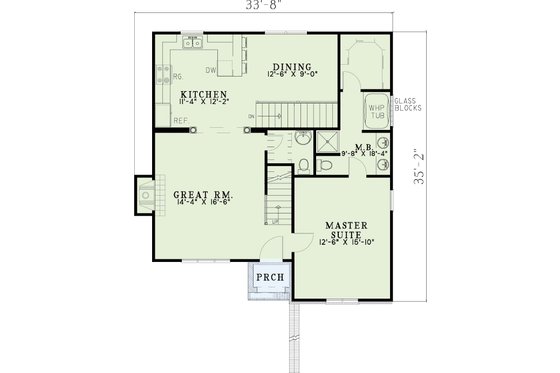 Floor Plan - Main Floor for Traditional House Plan #17-2033 - 3 bed, 2.5 bath