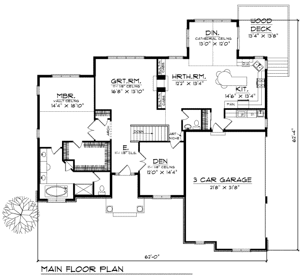 Home Plan - Traditional Floor Plan - Main Floor Plan #70-279