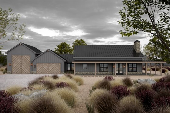 Exterior - Front Elevation 3 for Barndominium House Plan #20-2556 - 3 bed, 2.5 bath