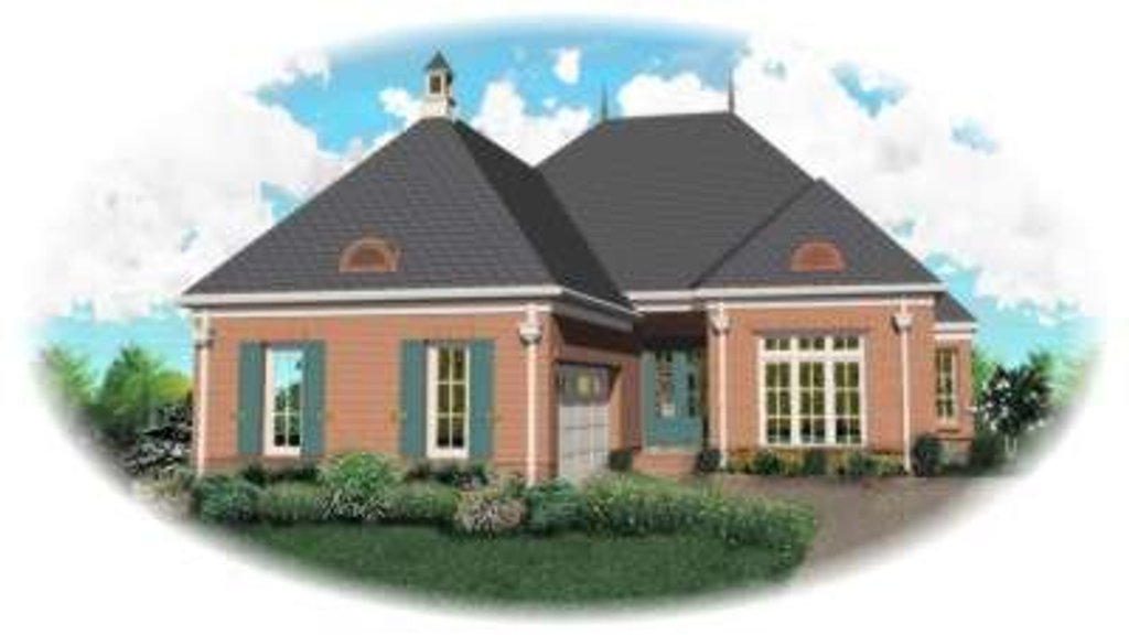 Exterior - Front Elevation 2 for European House Plan #81-1129 - 4 bed, 3 bath