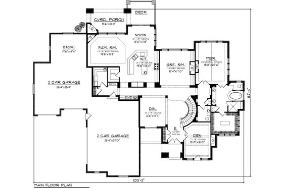 Floor Plan - Main Floor for European House Plan #70-1094 - 4 bed, 4.5 bath