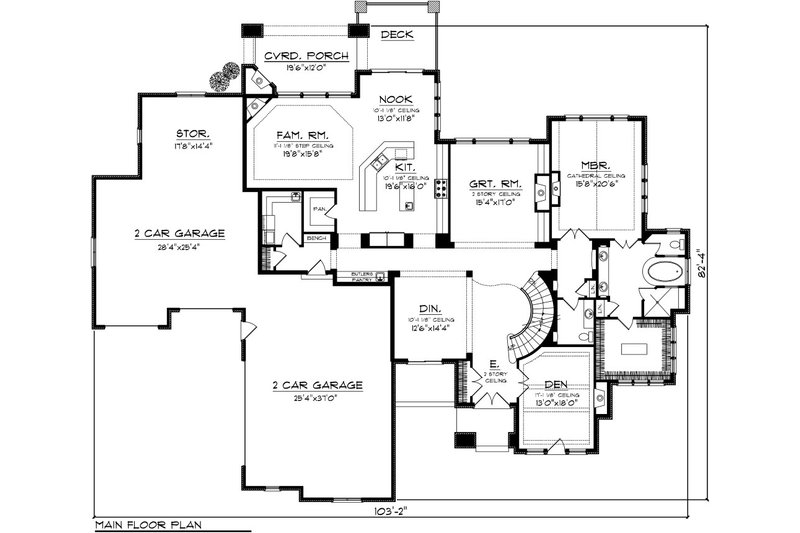 Home Plan - Floor Plan - Main Floor for European House Plan #70-1094 - 4 bed, 4.5 bath