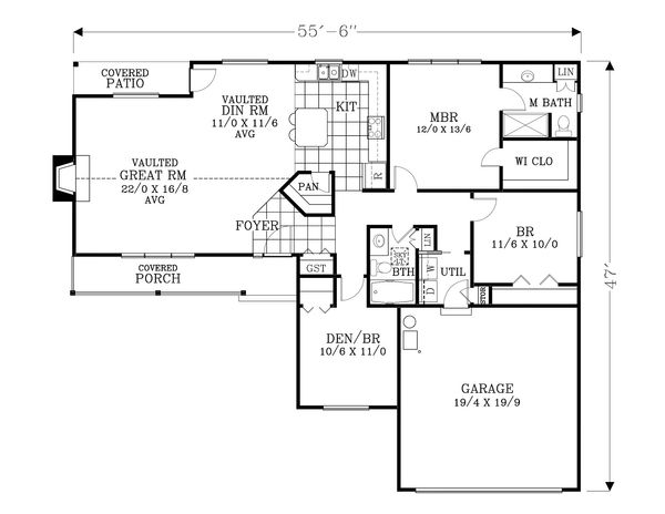Craftsman Floor Plan - Main Floor Plan #53-537