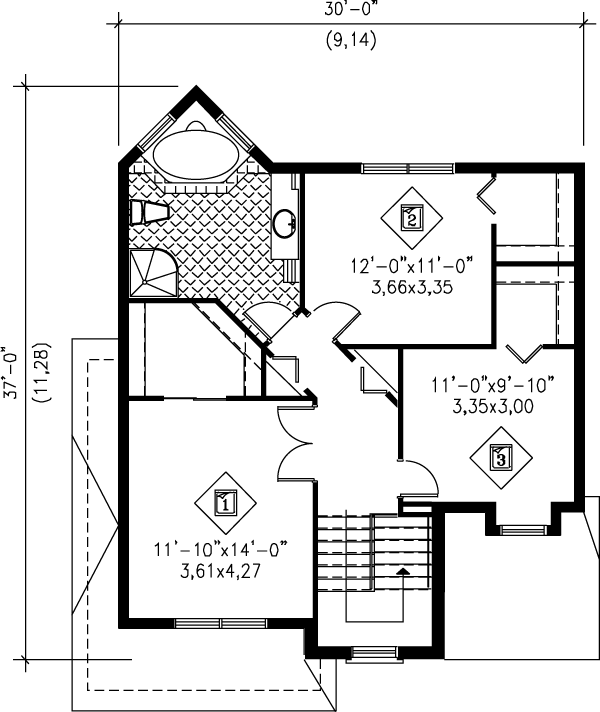 House Plan Design - European Floor Plan - Upper Floor Plan #25-2050