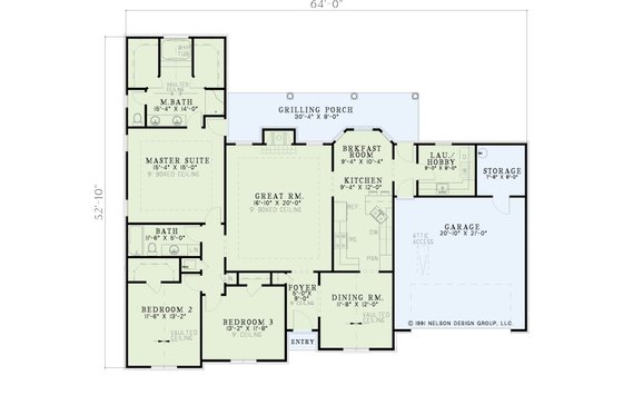 Floor Plan - Main Floor for European House Plan #17-576 - 3 bed, 2 bath
