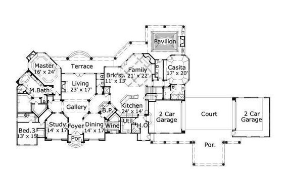 Floor Plan - Main Floor for European House Plan #411-381 - 5 bed, 5.5 bath
