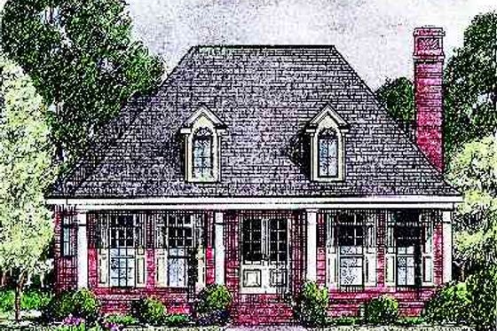 Exterior - Front Elevation for Southern House Plan #34-171 - 3 bed, 2.5 bath
