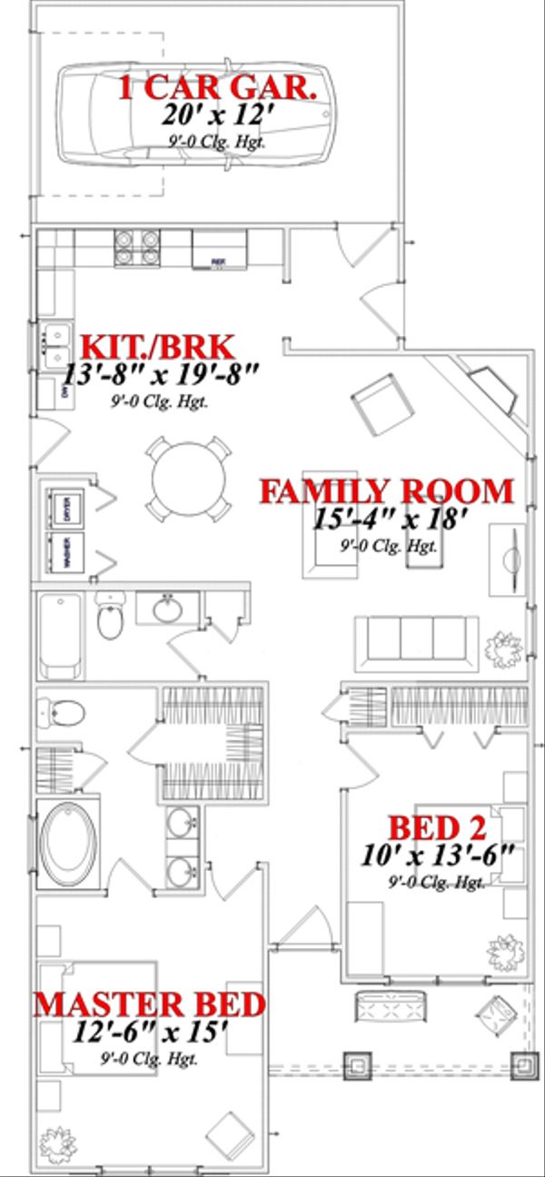 Bungalow Floor Plan - Main Floor Plan #63-246