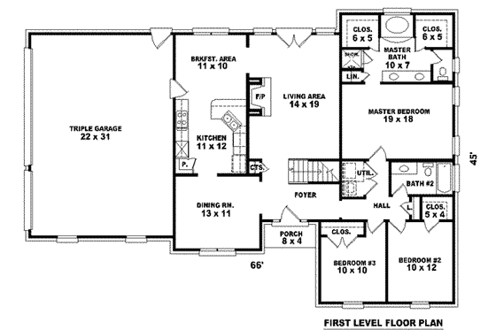 Floor Plan - Main Floor for Traditional House Plan #81-878 - 4 bed, 3 bath