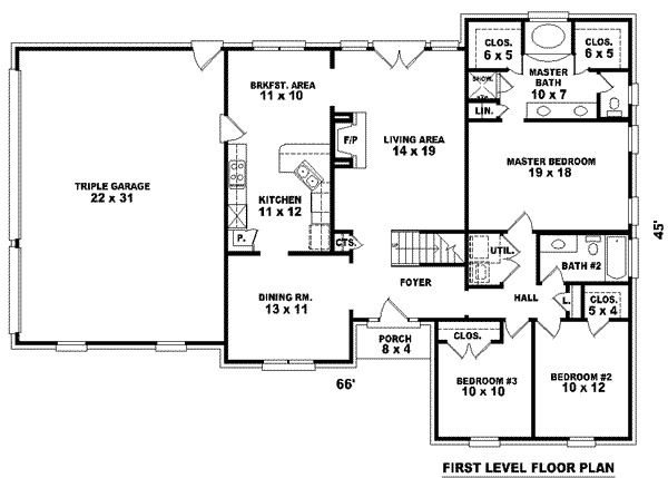 Floor Plan - Main Floor for Traditional House Plan #81-878 - 4 bed, 3 bath