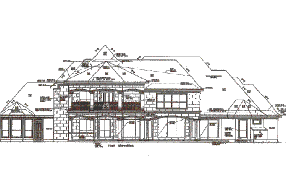 Exterior - Rear Elevation for European House Plan #411-166 - 5 bed, 6.5 bath