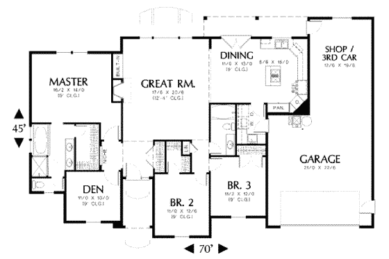 Floor Plan - Main Floor for Traditional House Plan #48-123 - 4 bed, 2 bath