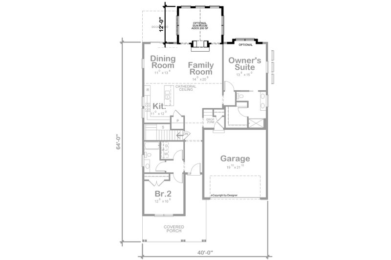 House Blueprint - Floor Plan - Other Floor for Traditional House Plan #20-2597 - 2 bed, 2 bath