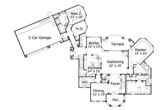 Floor Plan - Main Floor for European House Plan #411-528 - 3 bed, 3.5 bath