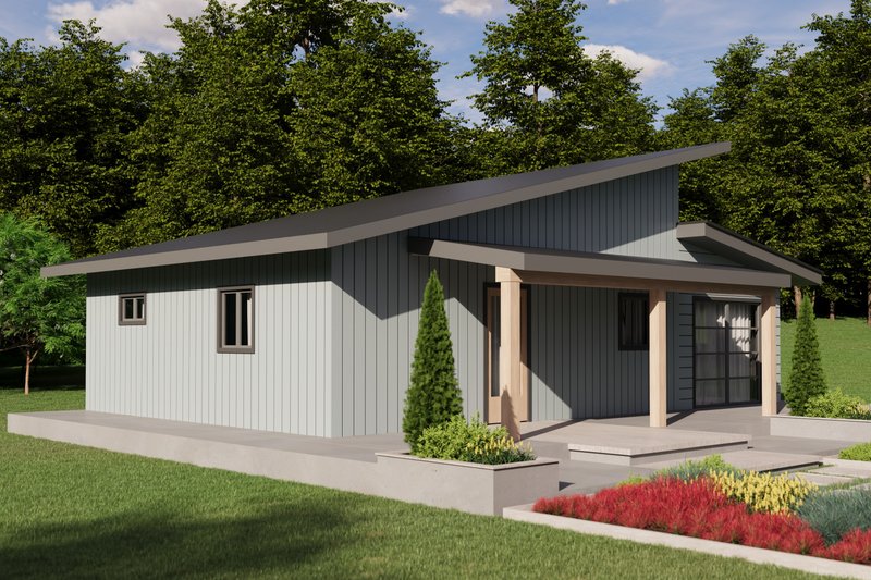 House Blueprint - Exterior - Front Elevation 3 for Modern House Plan #1106-167, 1 bath