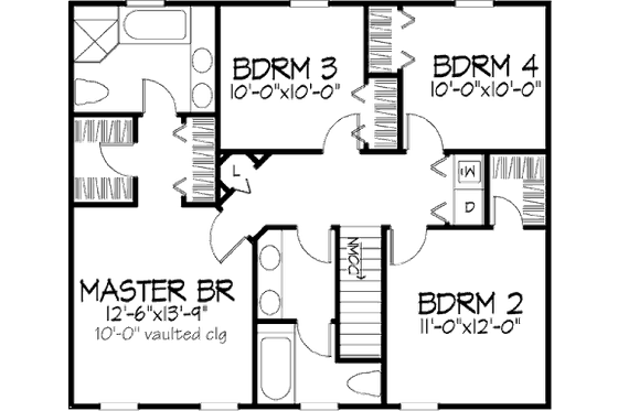 Floor Plan - Upper Floor for Country House Plan #320-370 - 4 bed, 2.5 bath