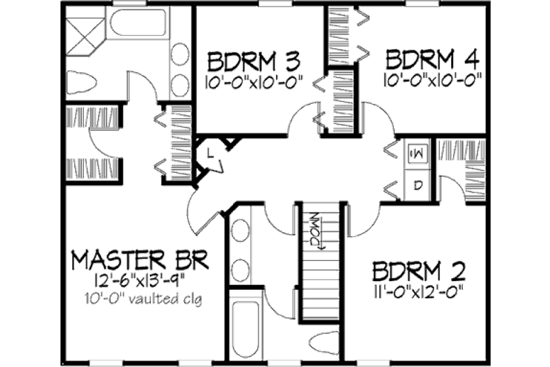 Home Plan - Floor Plan - Upper Floor for Country House Plan #320-370 - 4 bed, 2.5 bath