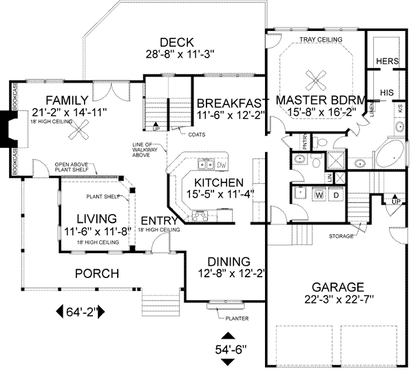 Country Floor Plan - Main Floor Plan #56-191
