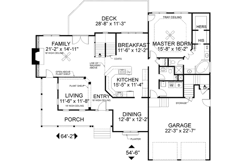 House Plan Design - Floor Plan - Main Floor for Country House Plan #56-191 - 3 bed, 3.5 bath