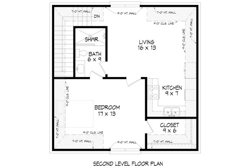 Architectural House Design - Floor Plan - Main Floor for Colonial House Plan #932-1152 - 1 bed, 1 bath