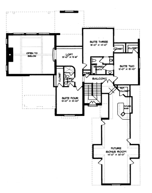 Architectural House Design - European Floor Plan - Upper Floor Plan #413-815