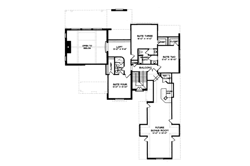 Architectural House Design - Floor Plan - Upper Floor for European House Plan #413-815 - 4 bed, 3.5 bath