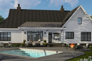 Exterior - Rear Elevation for Farmhouse House Plan #51-1143 - 4 bed, 3.5 bath
