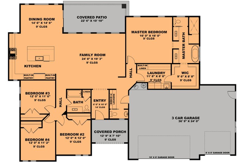 House Blueprint - Floor Plan - Main Floor for Modern House Plan #1111-37 - 4 bed, 2.5 bath