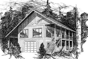 Tudor Exterior - Front Elevation Plan #409-1118