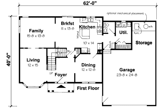 Floor Plan - Main Floor for Country House Plan #312-394 - 4 bed, 2.5 bath
